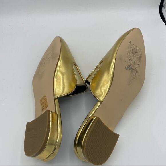 CAPE ROBBIN Metallic Pointed Toe Slide Mules Flat Gold - Picture 6 of 7